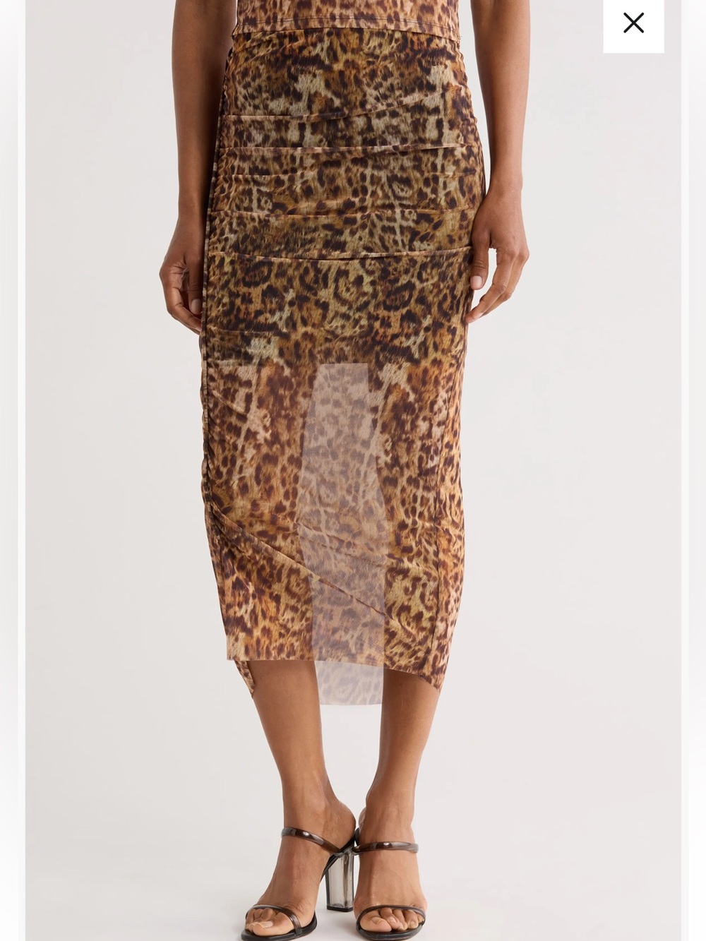 AllSaints Evia Leopard-Print Midi Skirt in Golden Brown